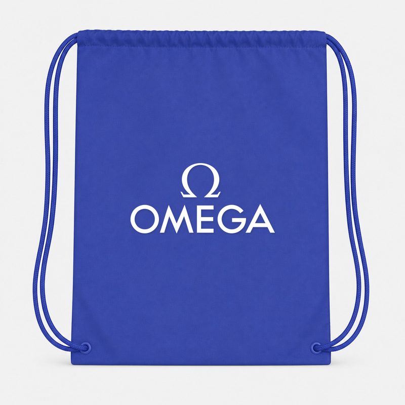 Omega White Drawstring Bag - Blue