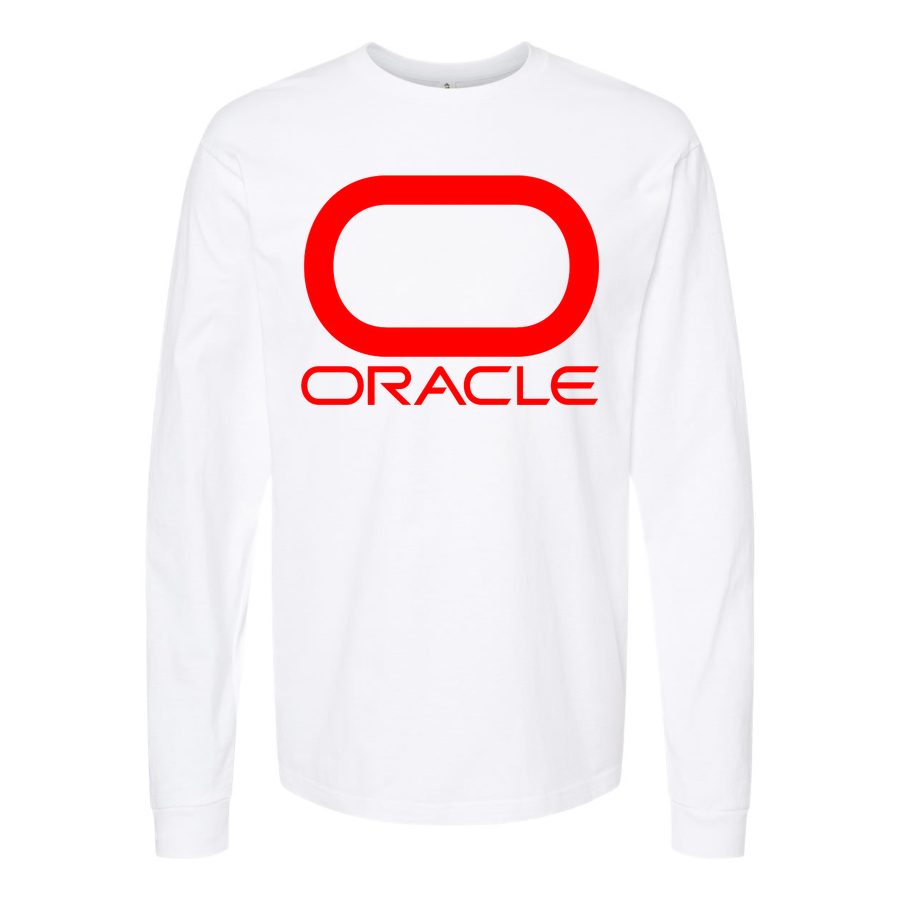 Men's Oracle Logo Long sleeves Cotton Blend T-Shirt - White