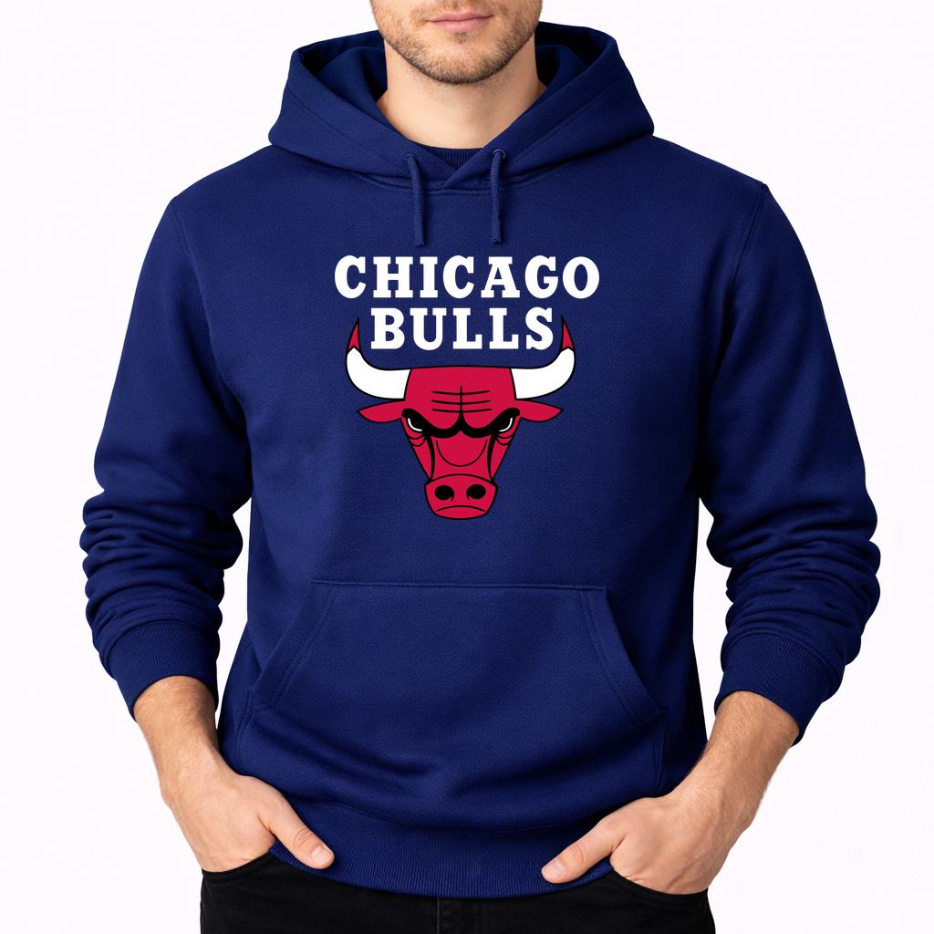 Men's Chicago bulls white Pullover Hoodie - Navy