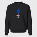 Men's France 2024 White Logo Crewneck Sweatshirt - Black