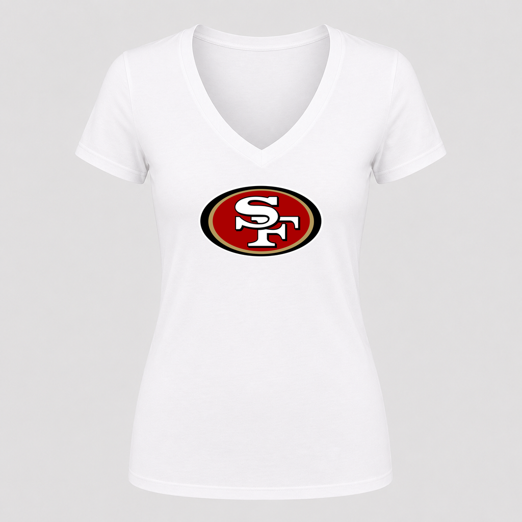Women's San Francisco 49ers V Neck T-Shirt in white