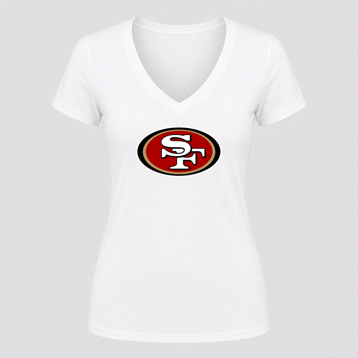 Women's San Francisco 49ers V Neck T-Shirt in white