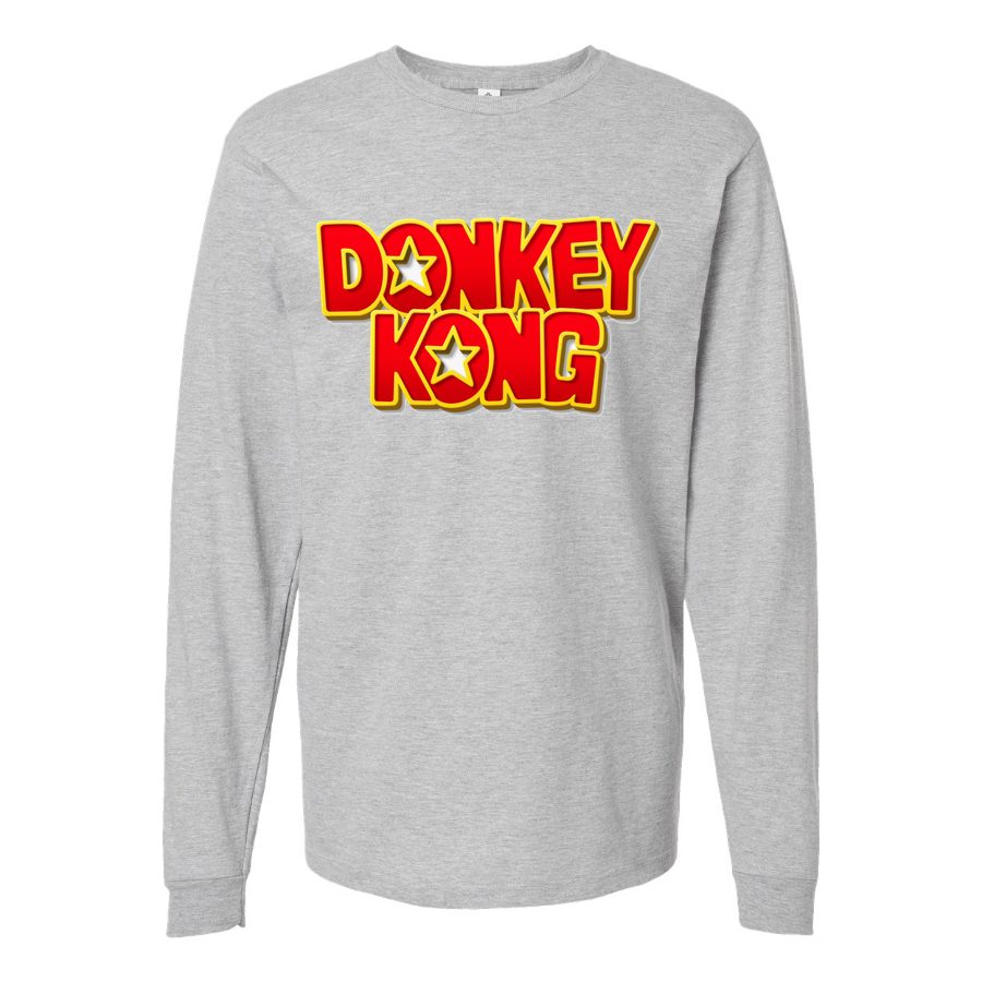 Men's Donkey kong Long sleeves Cotton Blend T-Shirt - Gray