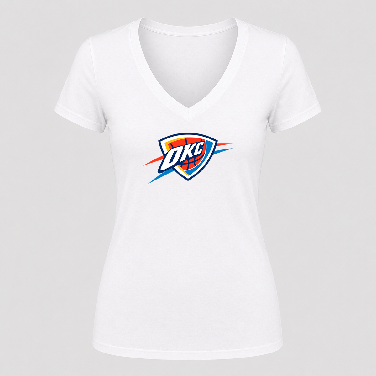 Women's Oklahoma City Thunder V Neck T-Shirt in white