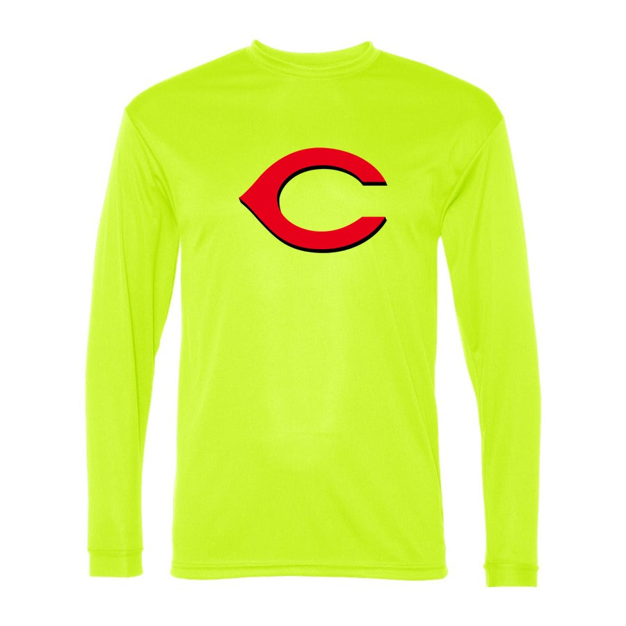Men's Cincinnati Reds Polyester Long Sleeve T-Shirt - Safety Yellow