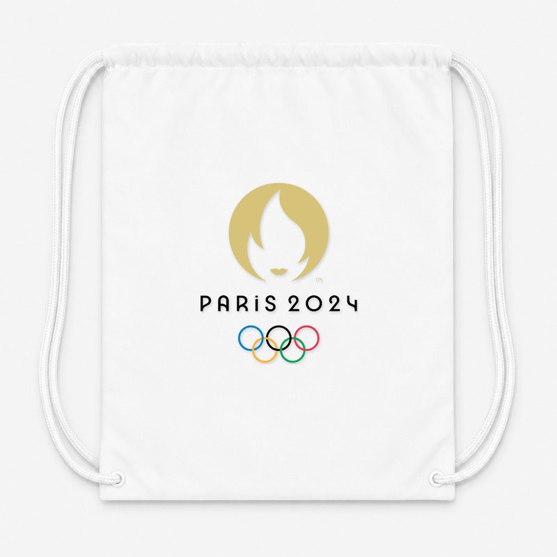 Olympics 2024 Paris Black Drawstring Bag - White