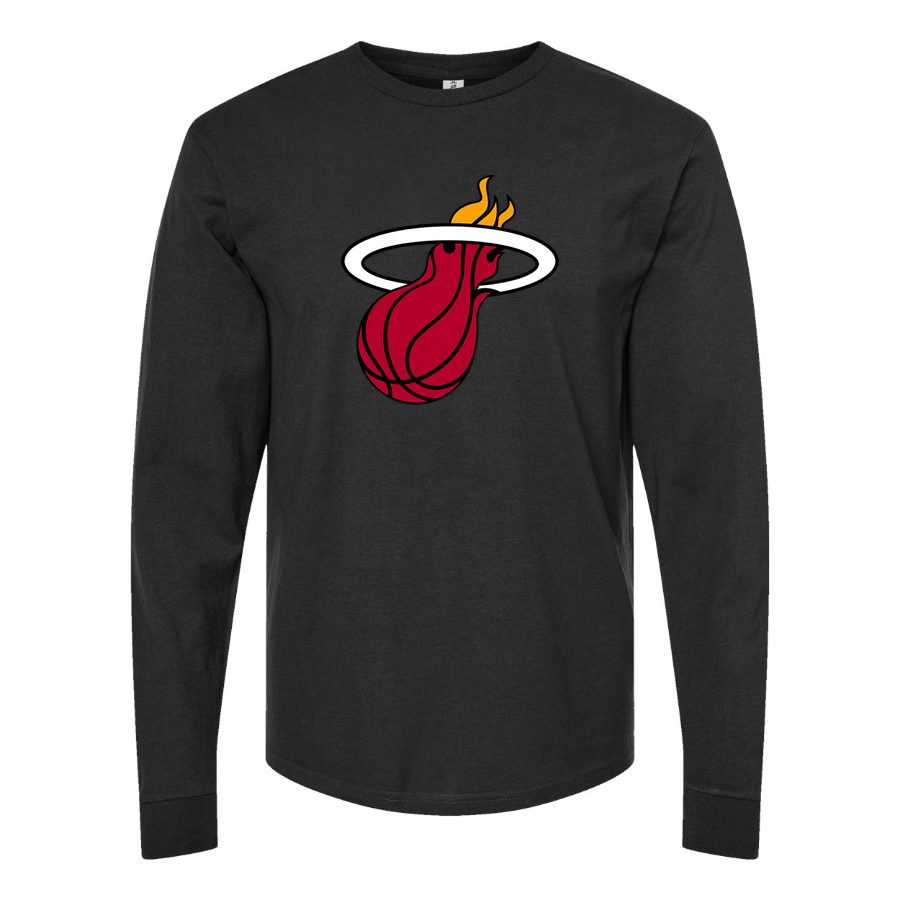 Men's Miami Heat Long sleeves Cotton Blend T-Shirt - Black