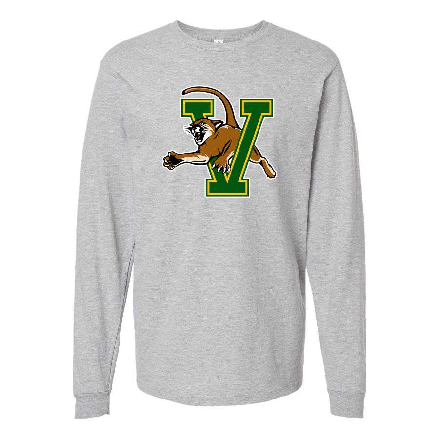 Men's Vermont Catamounts Logo Long sleeves Cotton Blend T-Shirt - Gray