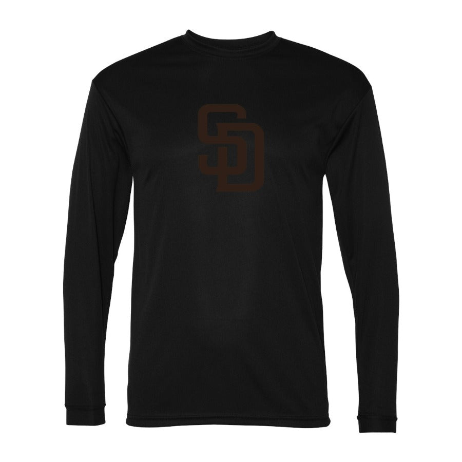 Men's San Diego Padres Polyester Long Sleeve T-Shirt - Black