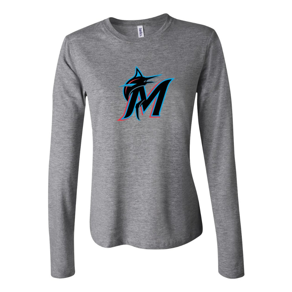Women's Miami Marlins Long Sleeve T-Shirt - Gray