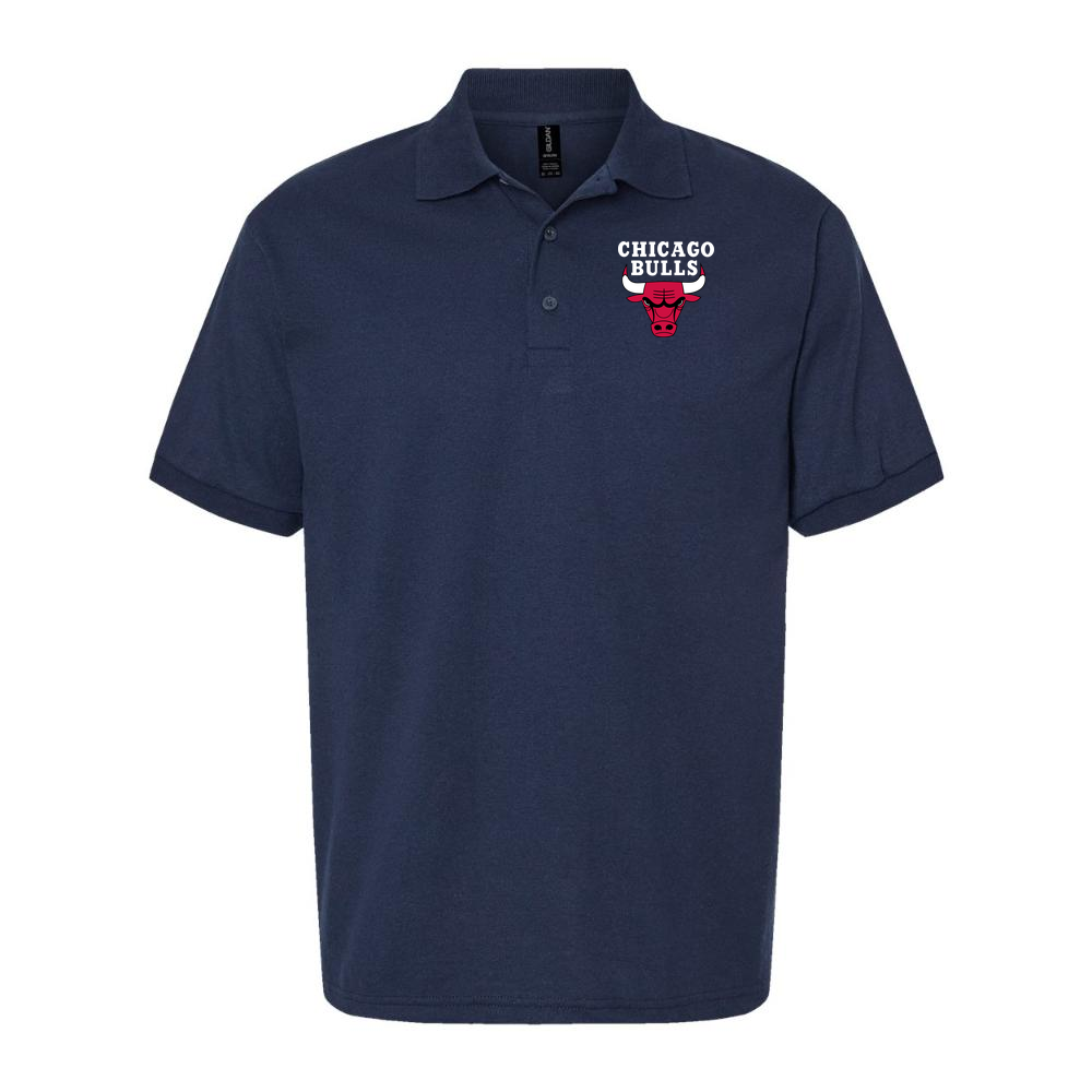 Men's Chicago Bulls White Logo Dry Blend Polo - Navy