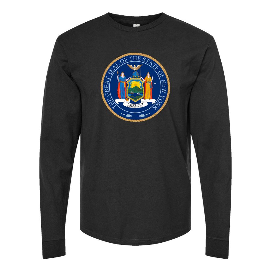 Men's New-York-Logo-1536x864 Long sleeves Cotton Blend T-Shirt - Black