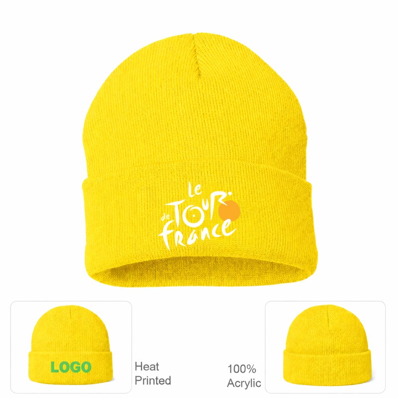 Tour de France White Logo Yellow Beanie Hat