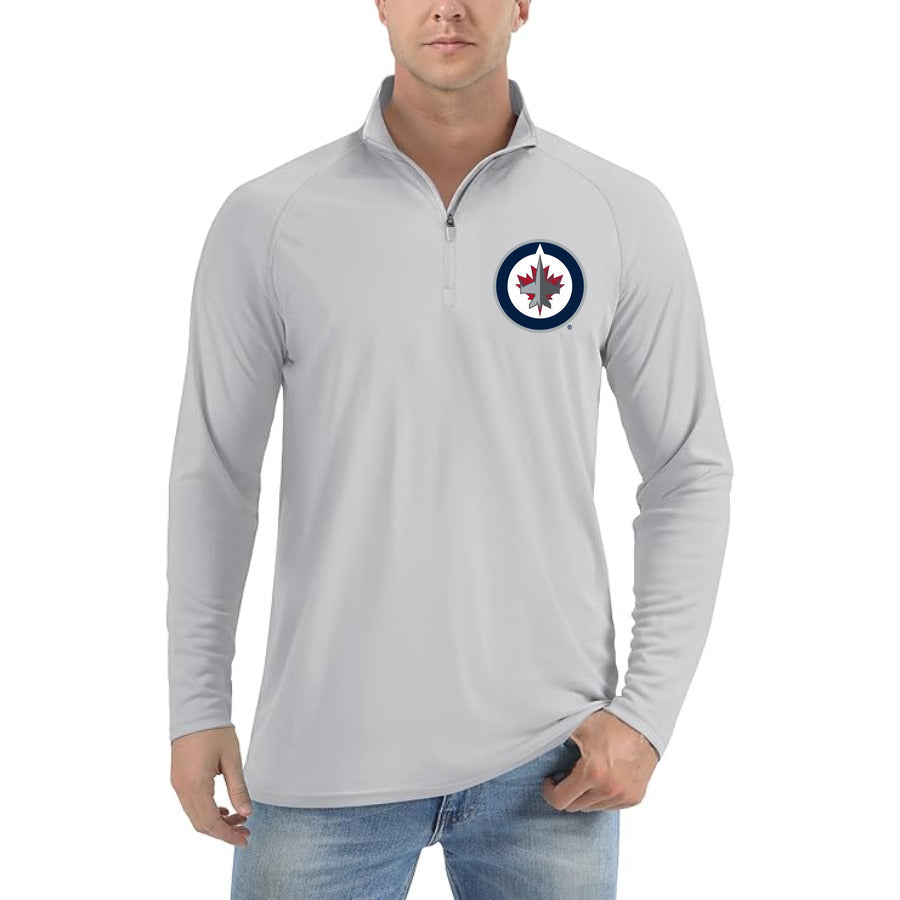 Winnipeg Jets quarter-zip athletic shirt in Light Gray