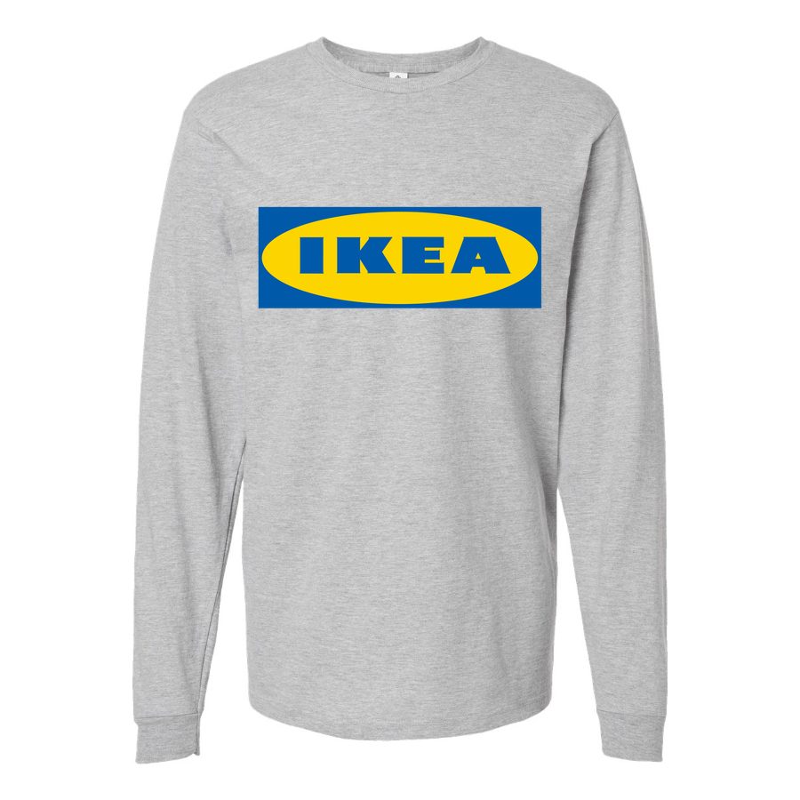Men's IKEA-Logo-1024x640 Long sleeves Cotton Blend T-Shirt - Gray