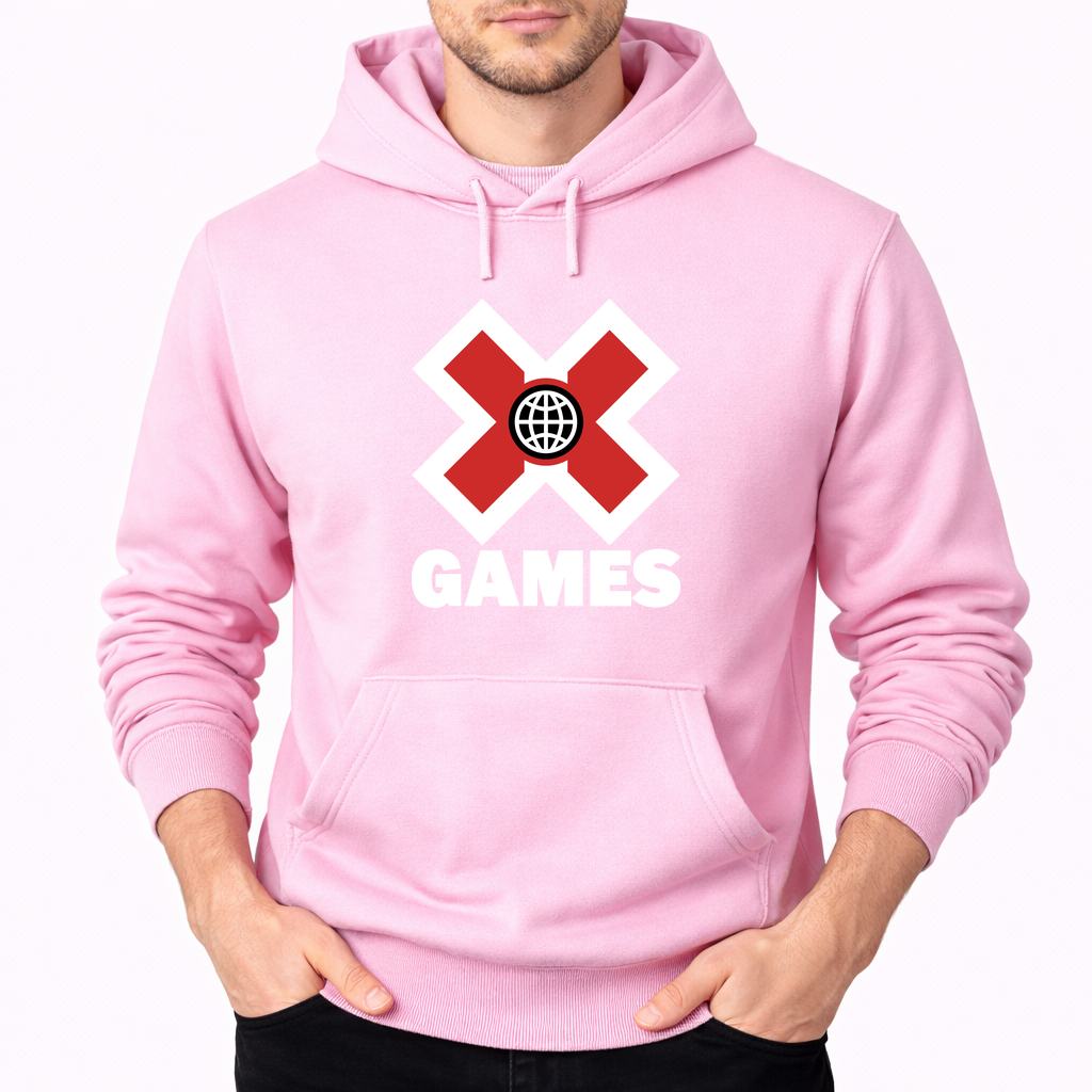 Men's X Games .white Pullover Hoodie - Pink