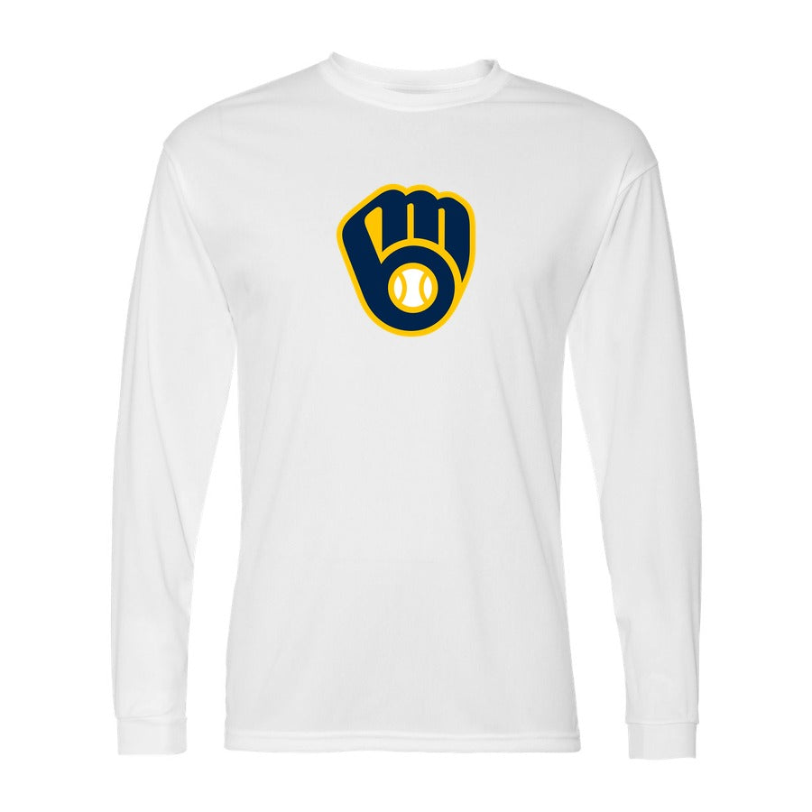 Men's Milwaukee Brewers Polyester Long Sleeve T-Shirt - White