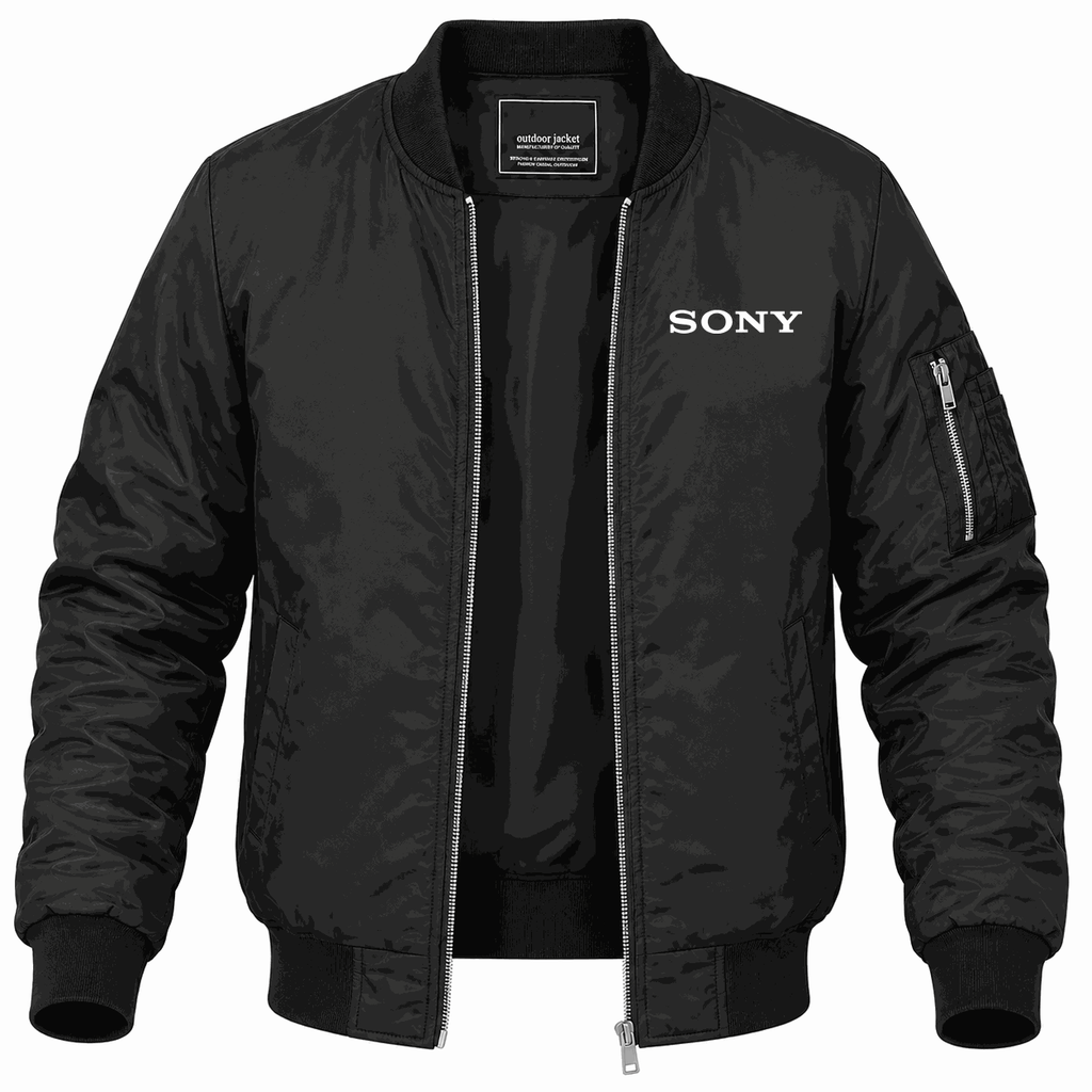 Men's Sony White Lightweight Bomber Jacket - Black