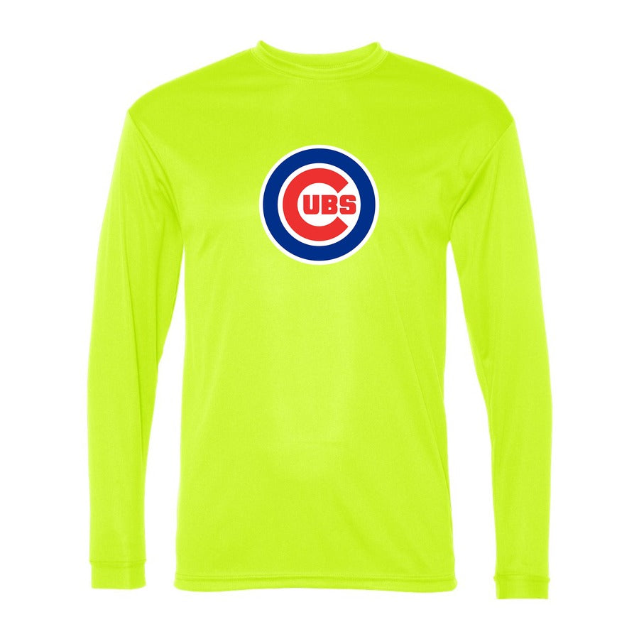 Men's Chicago Cubs Polyester Long Sleeve T-Shirt - Safety Yellow