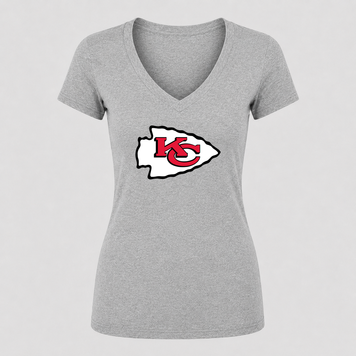 Women's Kansas City Chiefs V Neck T-Shirt in gray