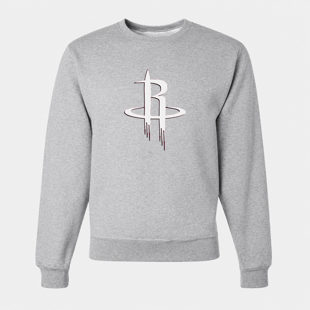 Men's Army Green Houston Rockets Crewneck Sweatshirt - Gray