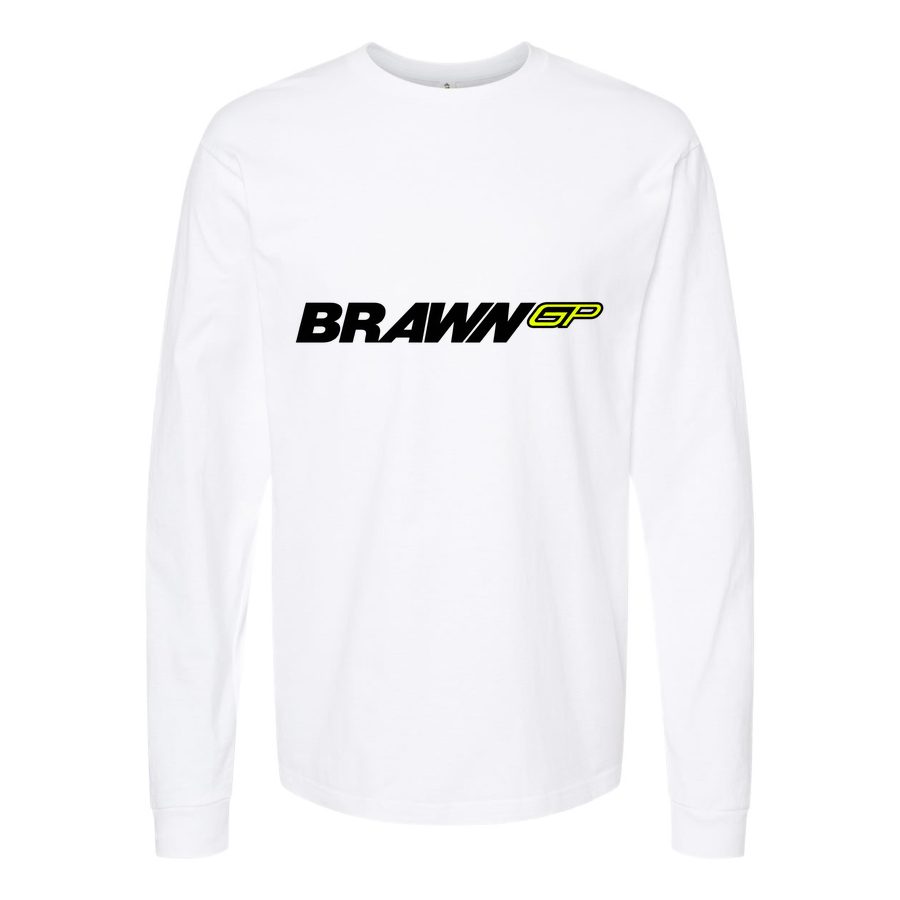 Men's Brawn GP Long sleeves Cotton Blend T-Shirt - White