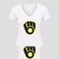 Women's Milwaukee Brewers V Neck T-Shirt in white
