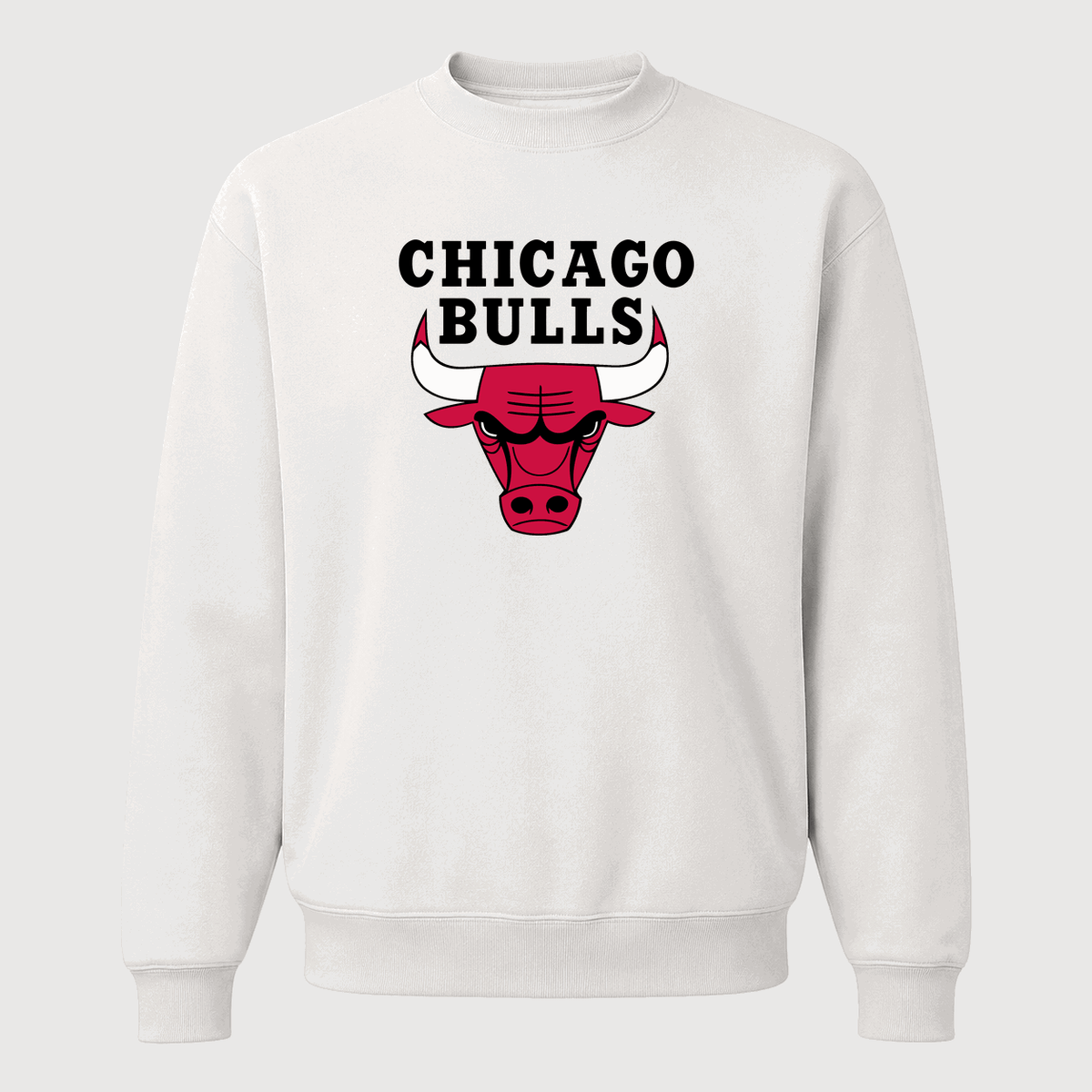 Men's Chicago Bulls Black Logo Crewneck Sweatshirt - White