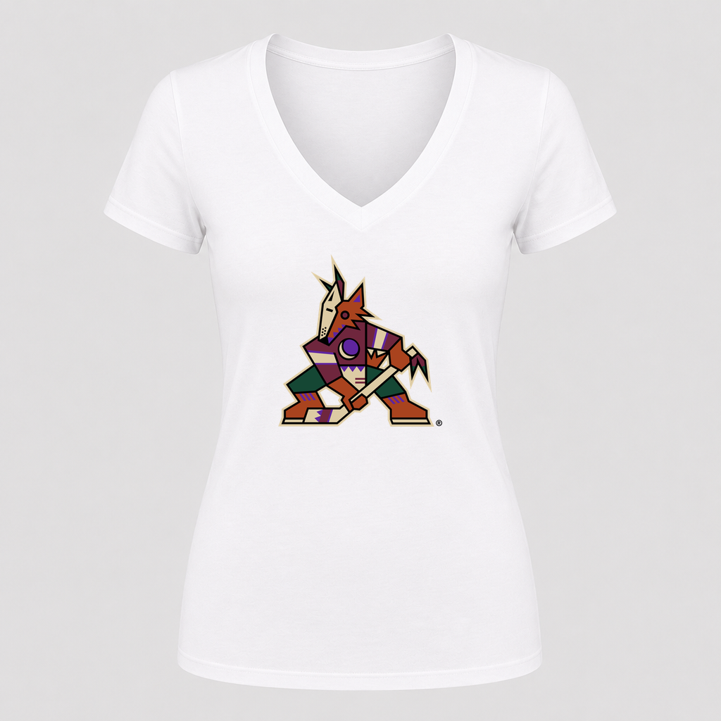 Women's Arizona Coyotes V Neck T-Shirt in white