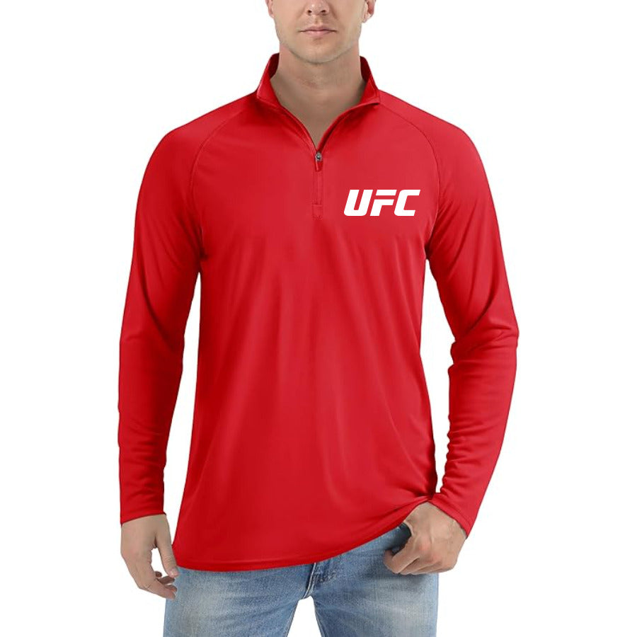 UFC_White Logo quarter-zip athletic shirt in Red