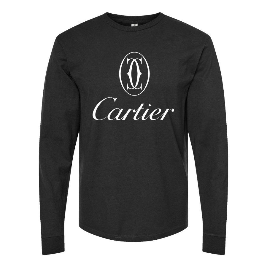 Men's Cartier white logo Long sleeves Cotton Blend T-Shirt - Black