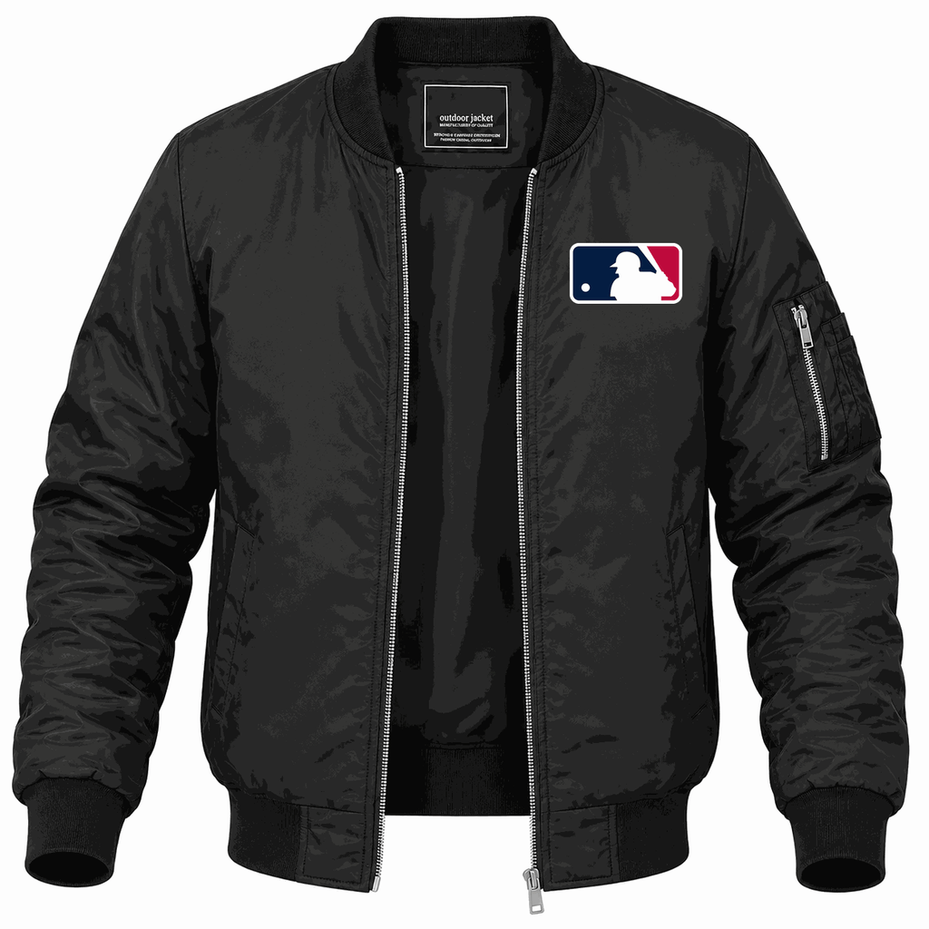 Men's Major League Baseball logo Lightweight Bomber Jacket - Black