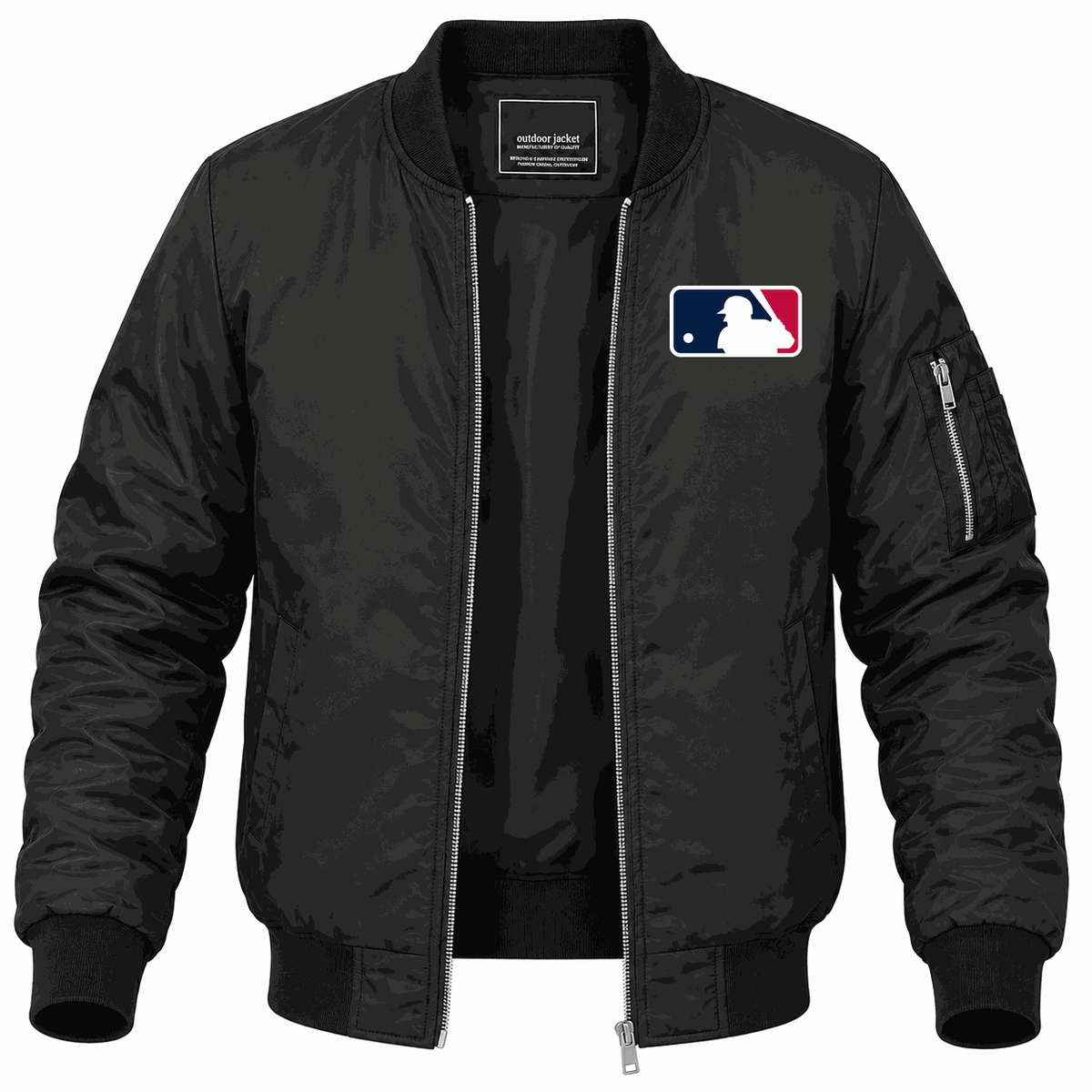 Men's Major League Baseball logo Lightweight Bomber Jacket - Black