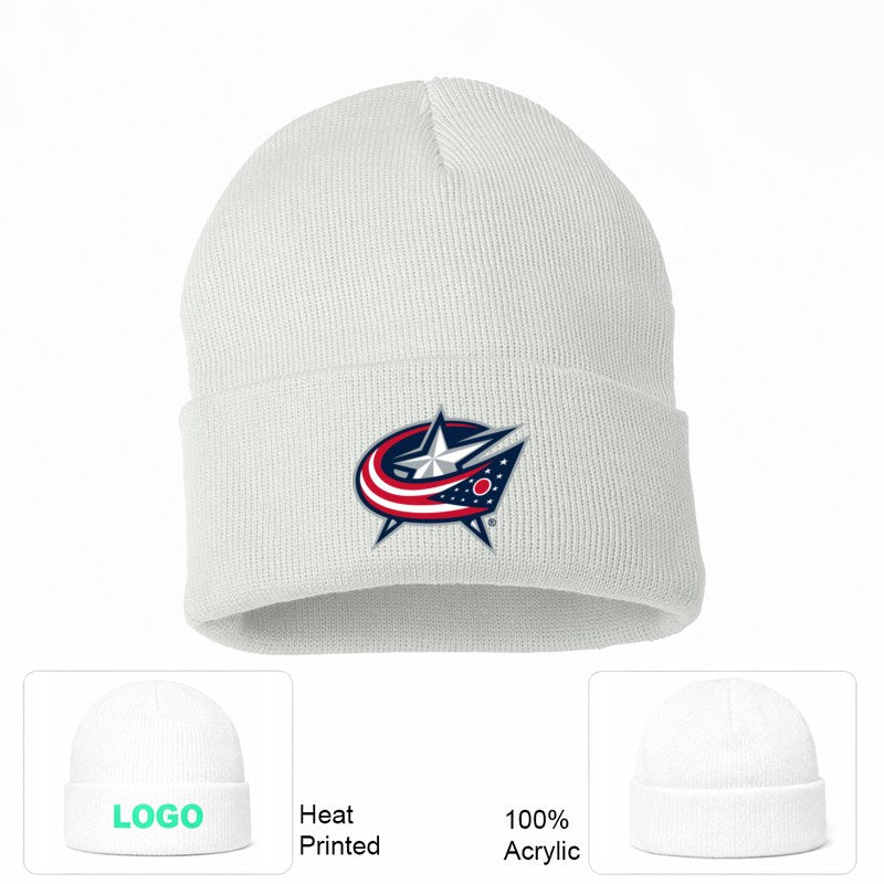 Columbus Blue Jackets White Beanie Hat