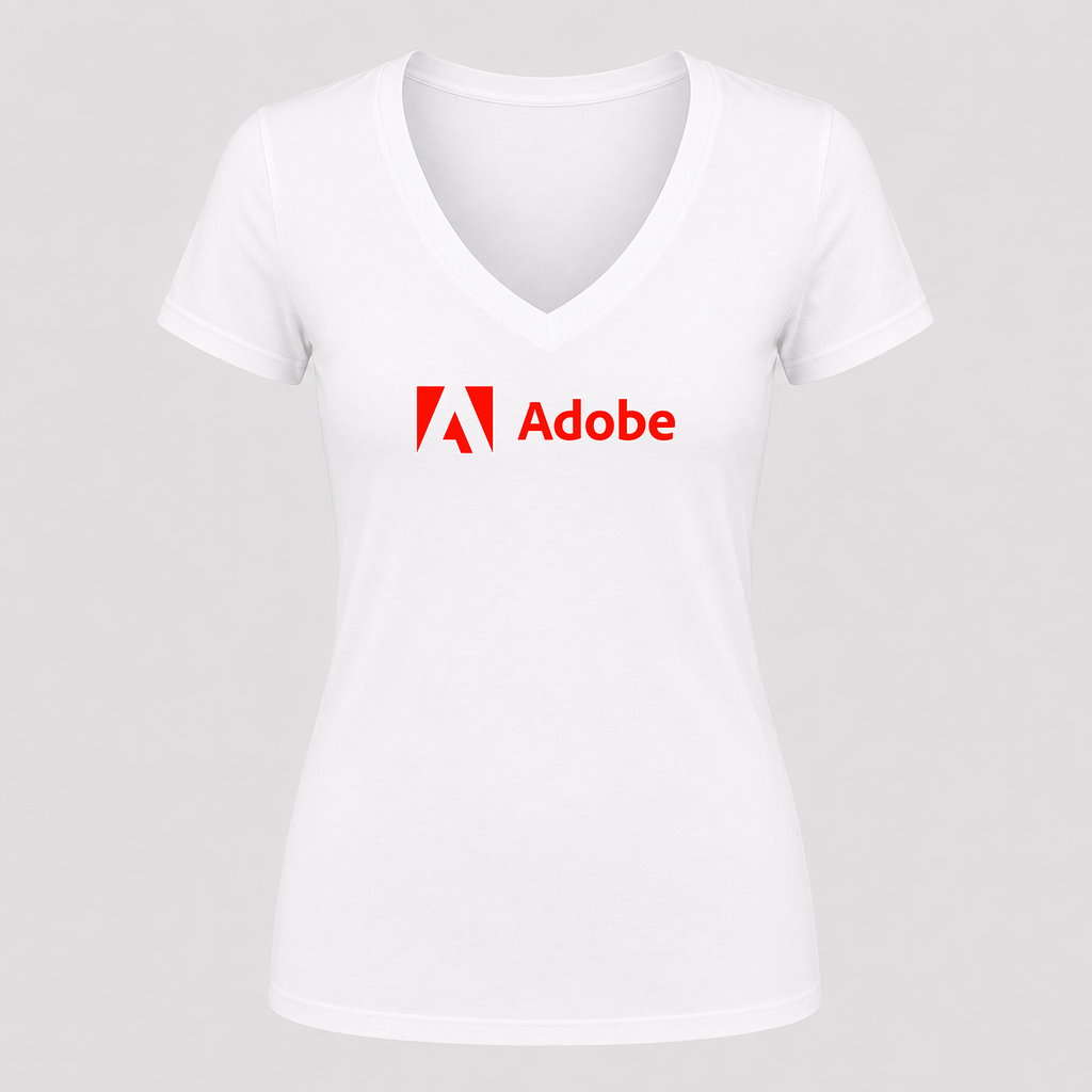 Women's Adobe V Neck T-Shirt in white