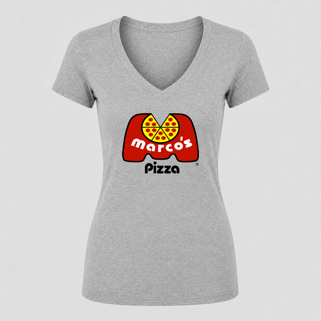 Women's Marco’s Pizza V Neck T-Shirt in gray