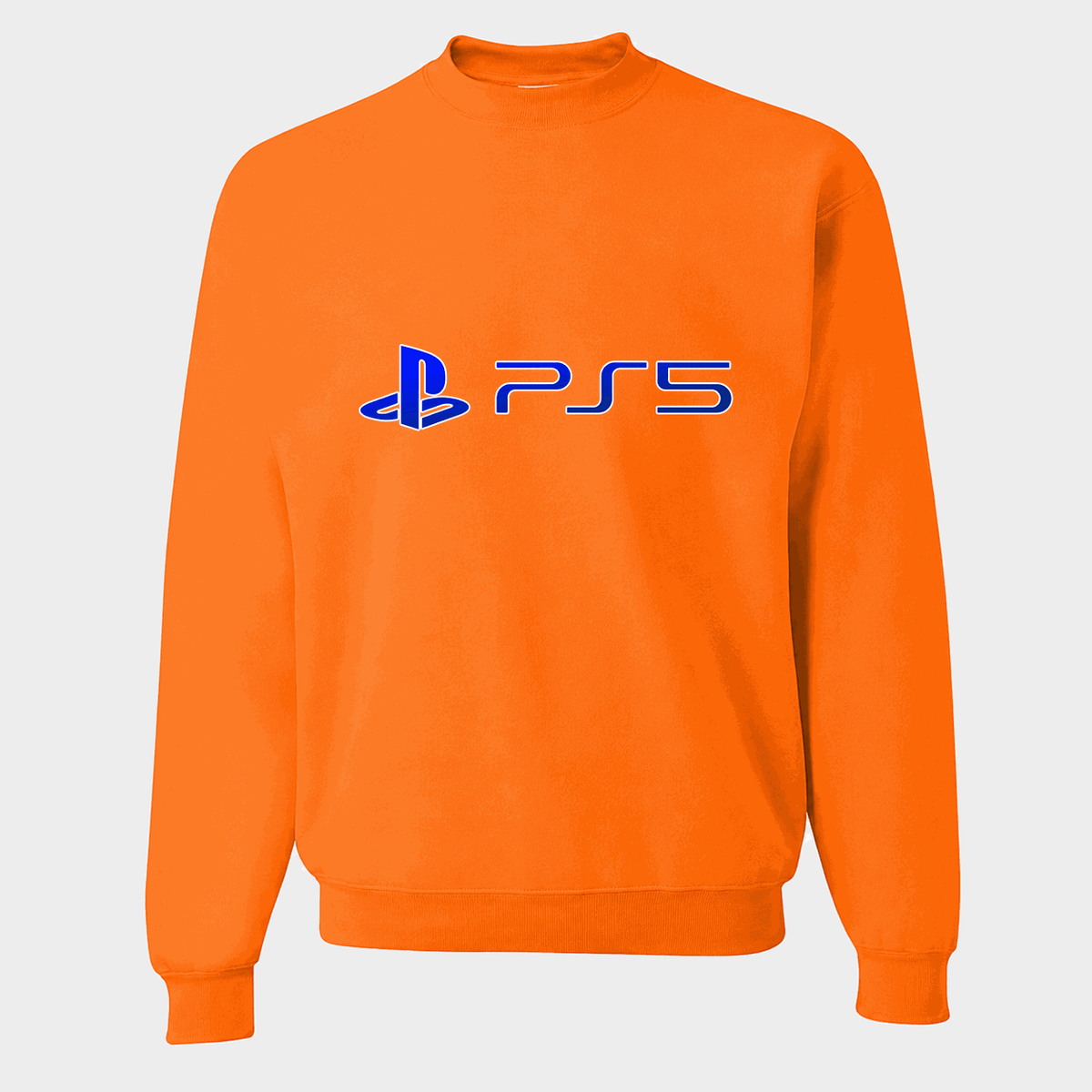 Men's PlayStation 5 Blue Logo Crewneck Sweatshirt - Orange