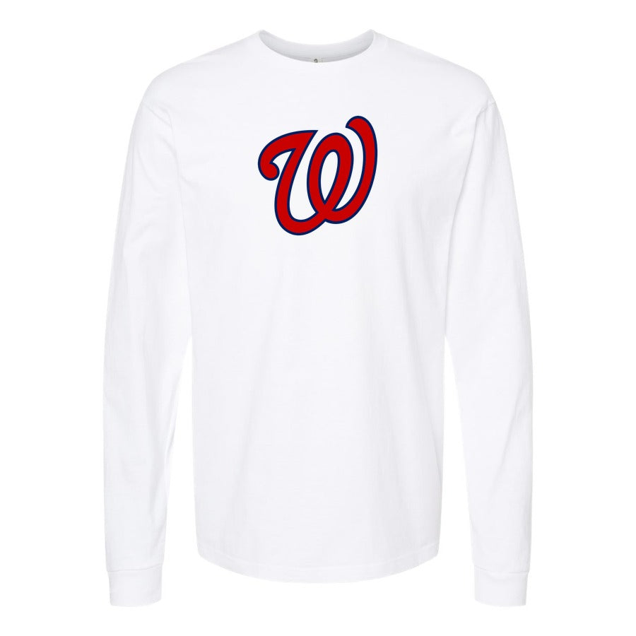 Men's Washington Nationals Long sleeves Cotton Blend T-Shirt - White