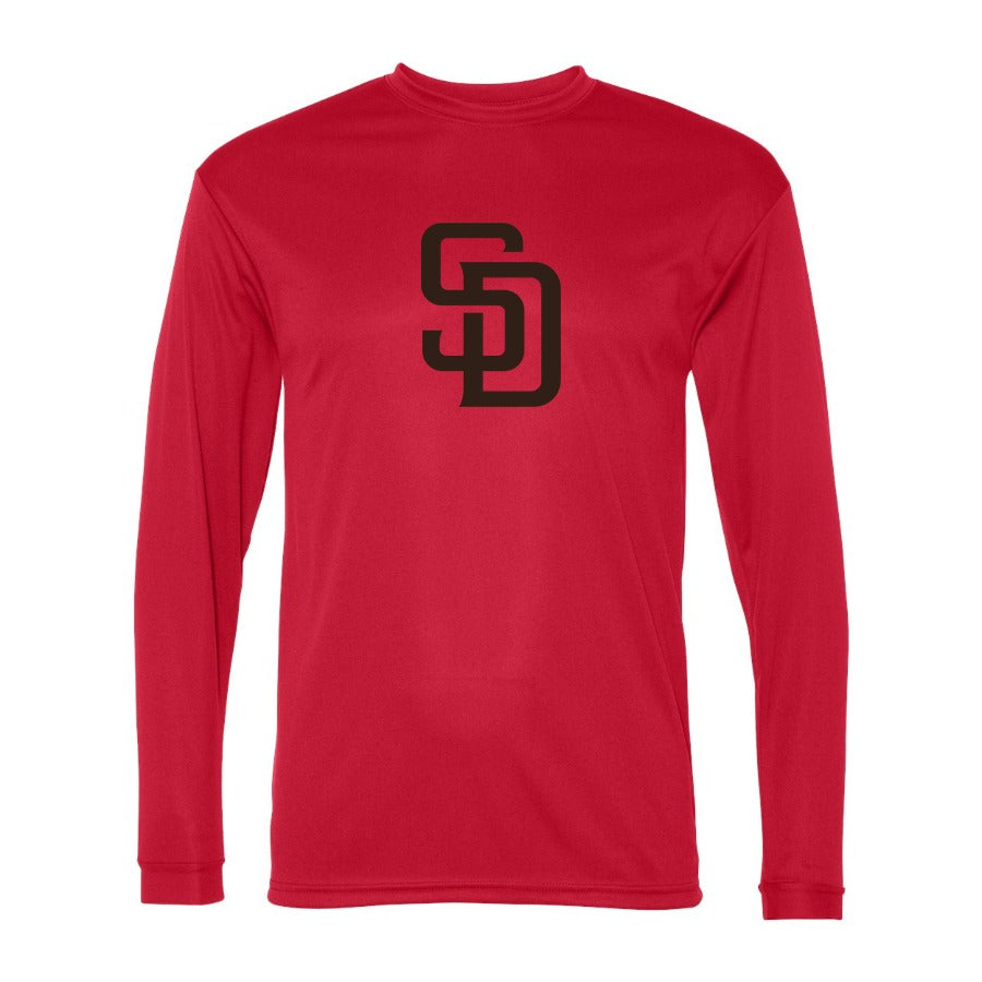 Men's San Diego Padres Polyester Long Sleeve T-Shirt - Red