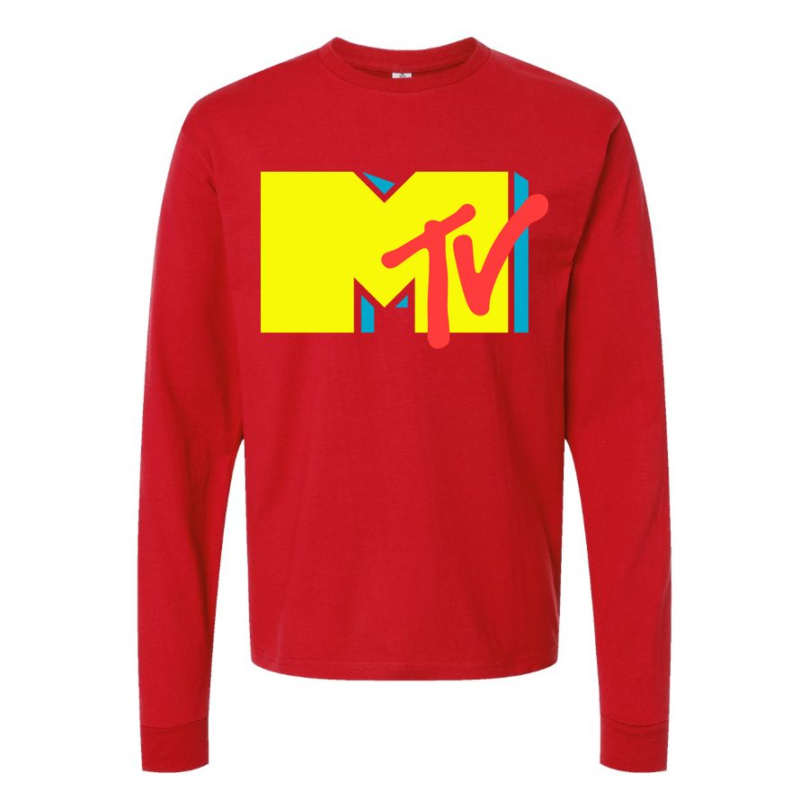 Men's mtv-logo Long sleeves Cotton Blend T-Shirt - Red