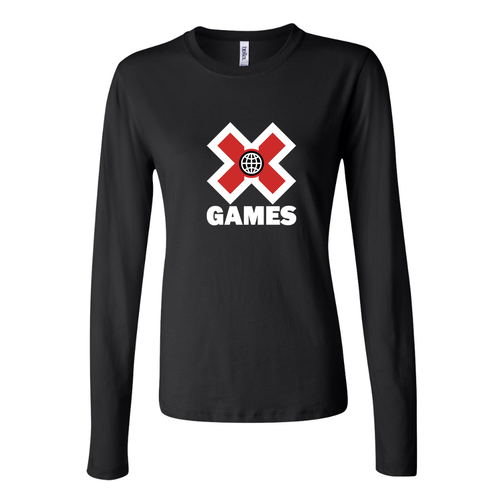 Women's X Games logo.white Long Sleeve T-Shirt - Black