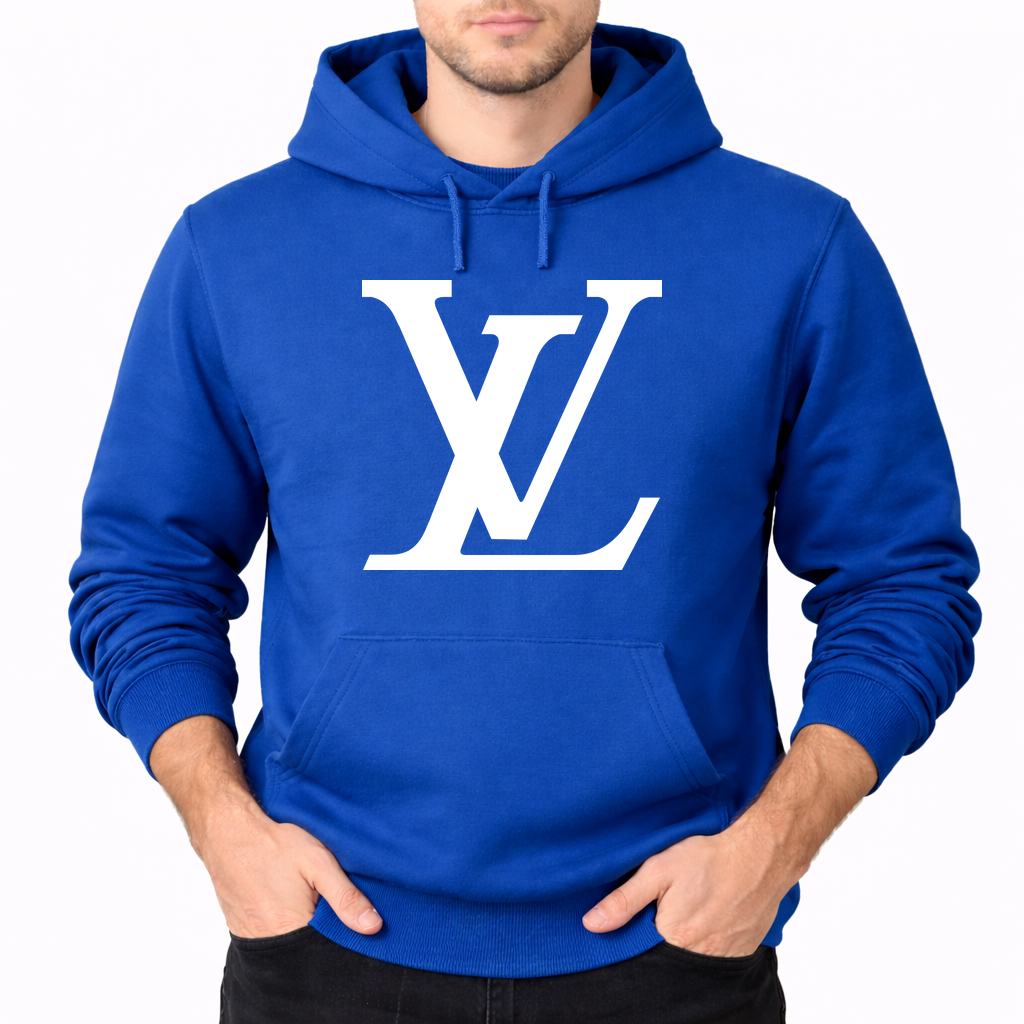 Men's Louis Vuitton White Pullover Hoodie - Blue