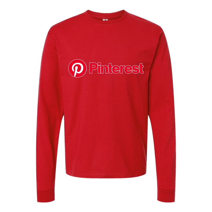 Men's pinterest-logo Long sleeves Cotton Blend T-Shirt - Red