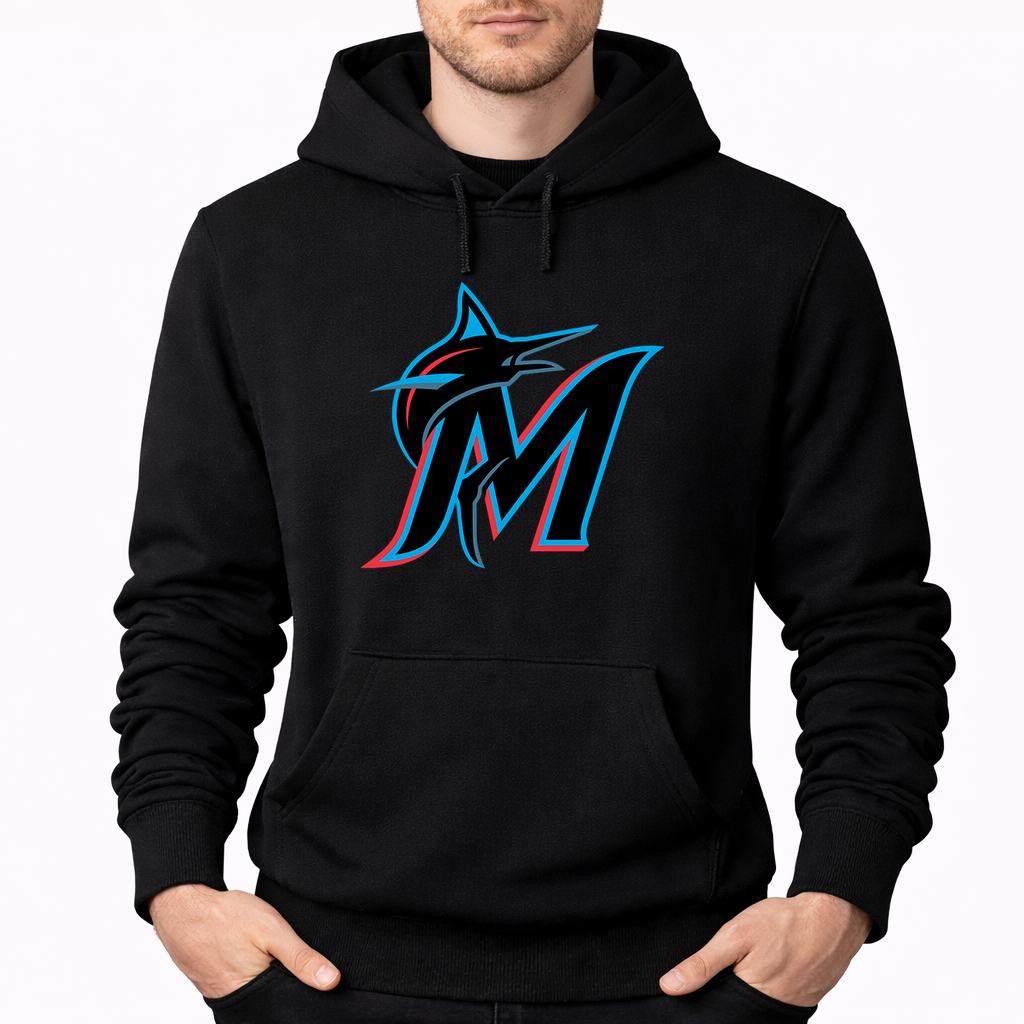 Men's Miami Marlins Pullover Hoodie - Black