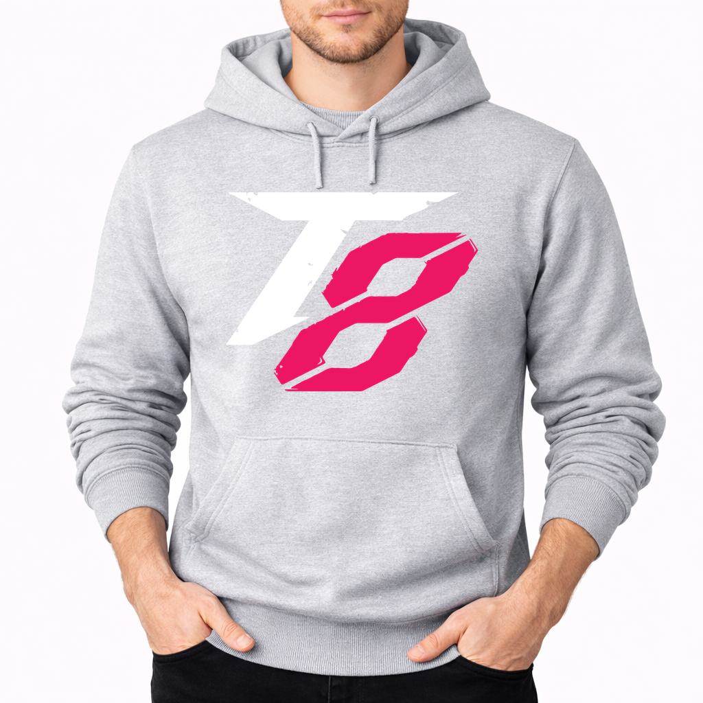 Men's Tekken 8 White Logo Pullover Hoodie - Gray