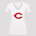 Women's Cincinnati Reds V Neck T-Shirt in white