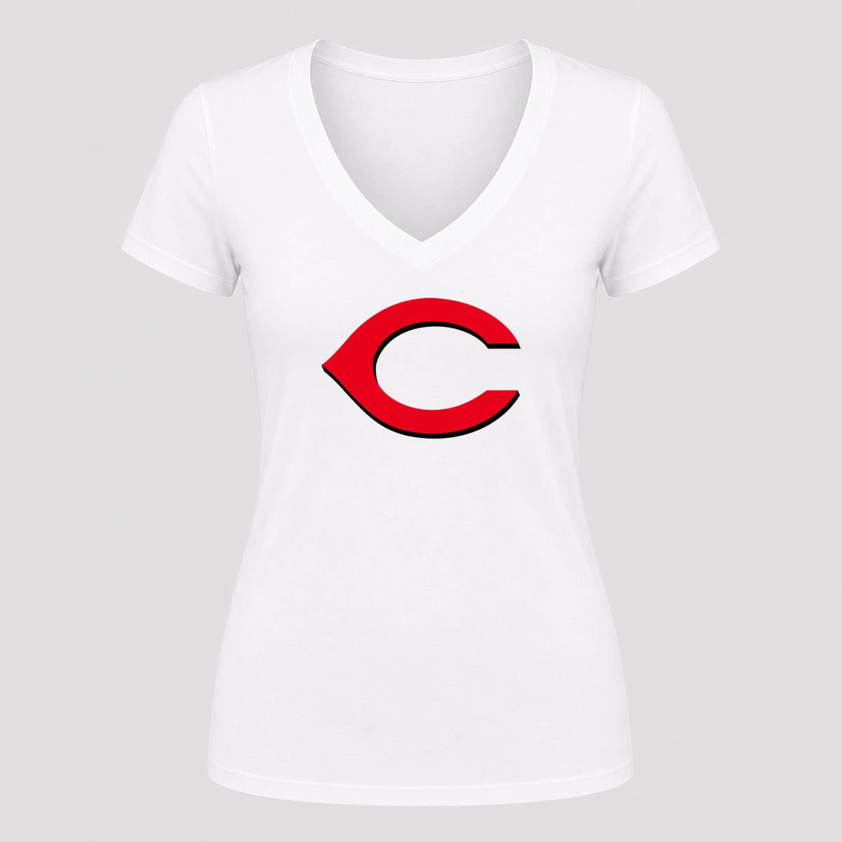Women's Cincinnati Reds V Neck T-Shirt in white
