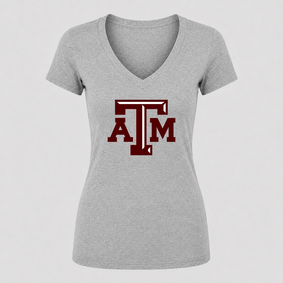 Women's Texas A&M University V Neck T-Shirt in gray