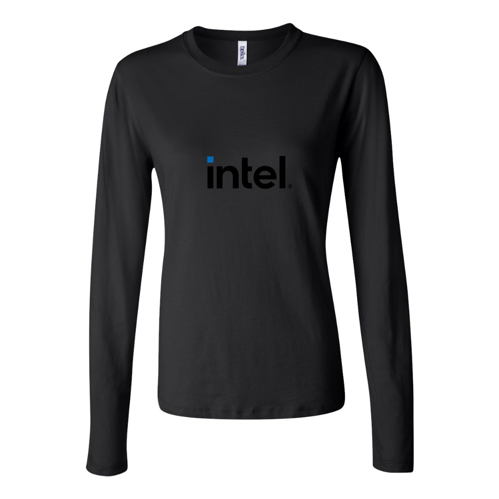 Women's Intel logo 500x281 min Long Sleeve T-Shirt - Black