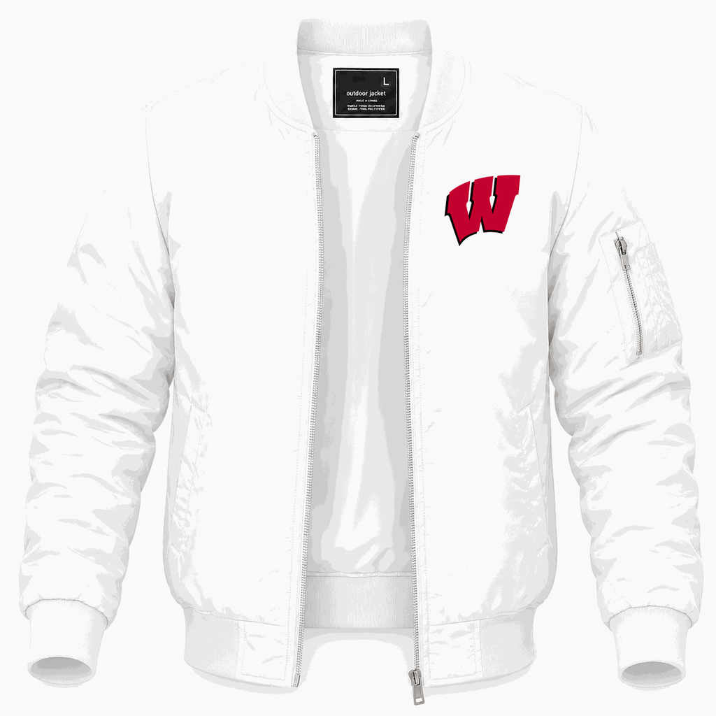 Men's Wisconsin Badgers Logo Lightweight Bomber Jacket - White